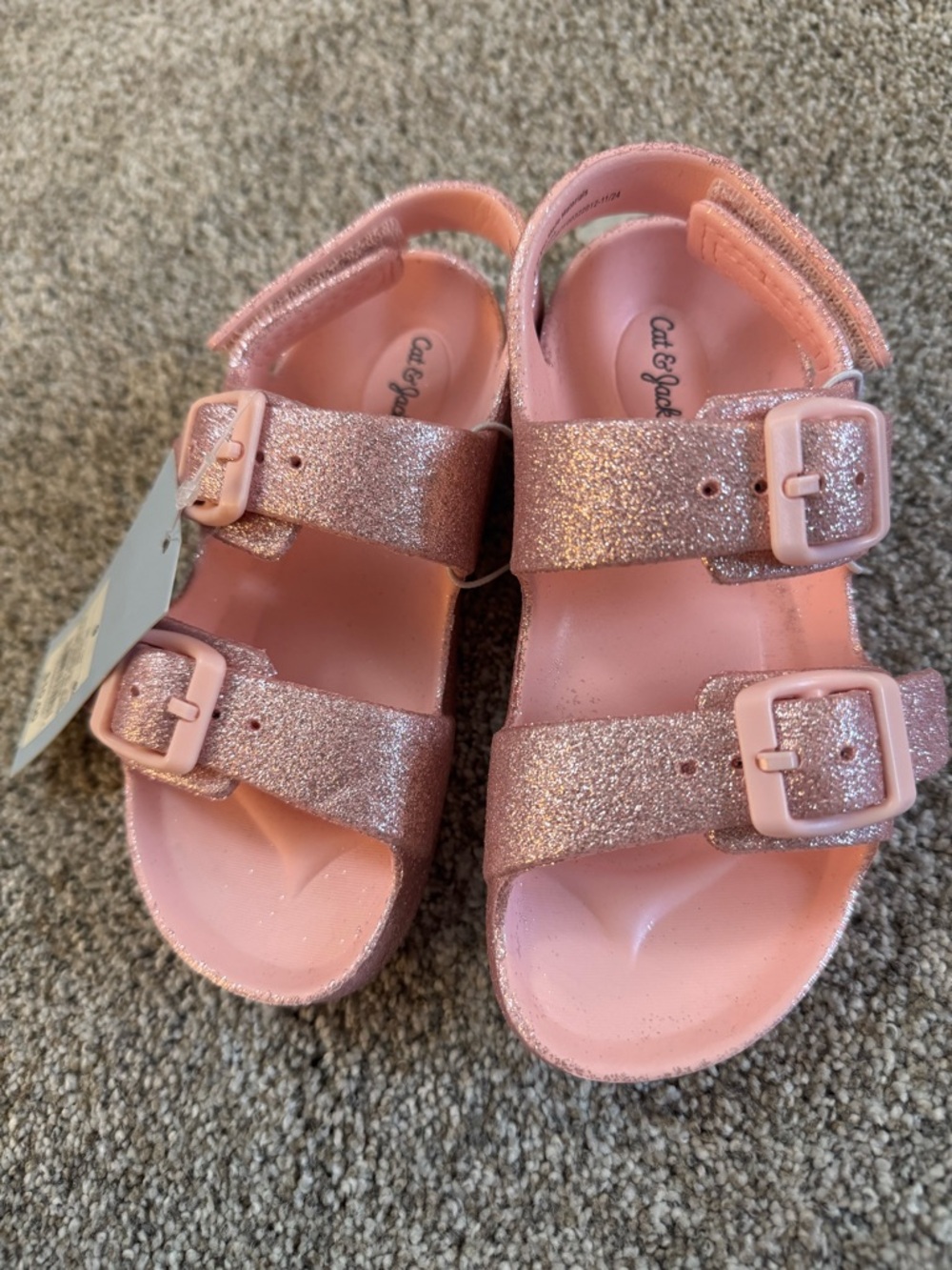 Cat & Jack Pink Glitter Toddler Girls Sandals Size 9 NEW with tags